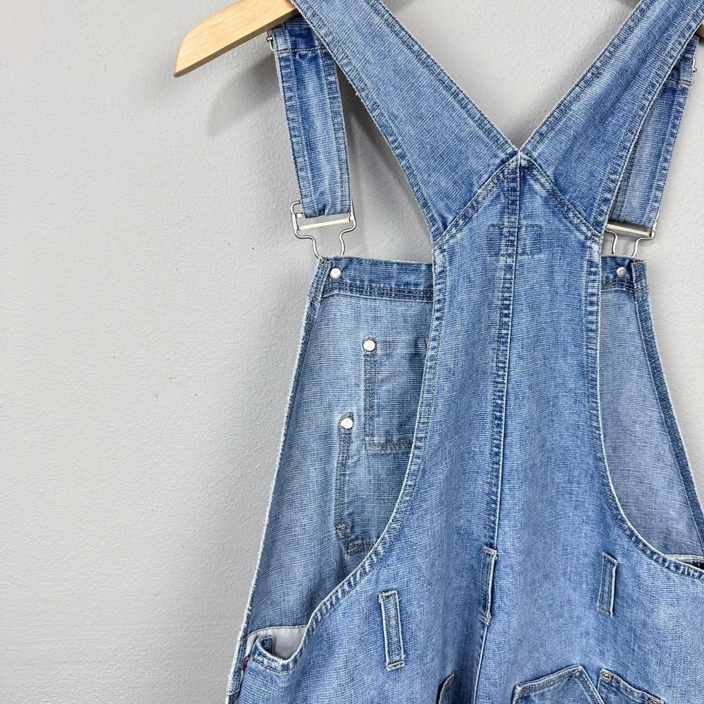 Vintage 90s Arizona Jean Co Womens Size L Denim Overalls Shorts Faded Wash Blue - Picture 8 of 8